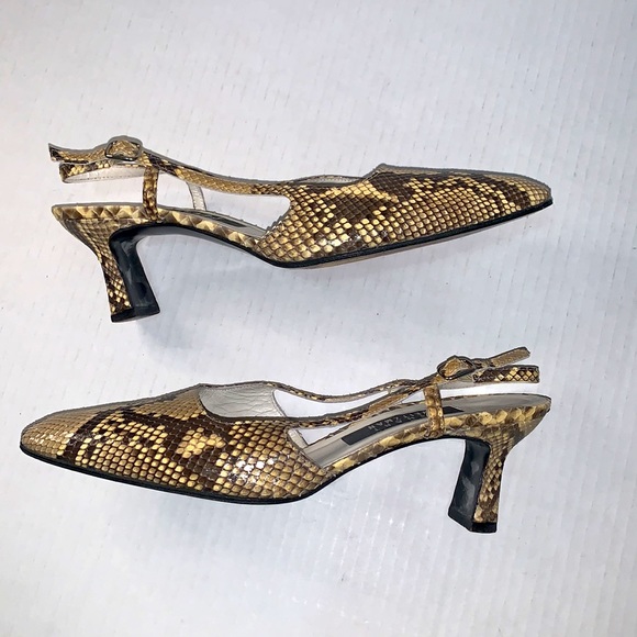 Stuart Weitzman Python Print Slingback Heels - Picture 2 of 6